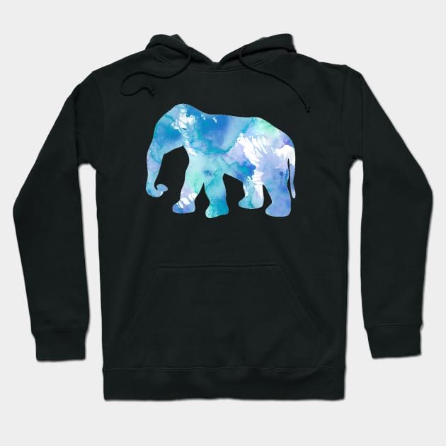 Light Blue Elephant Watercolor Painting Hoodie by Miao Miao Design